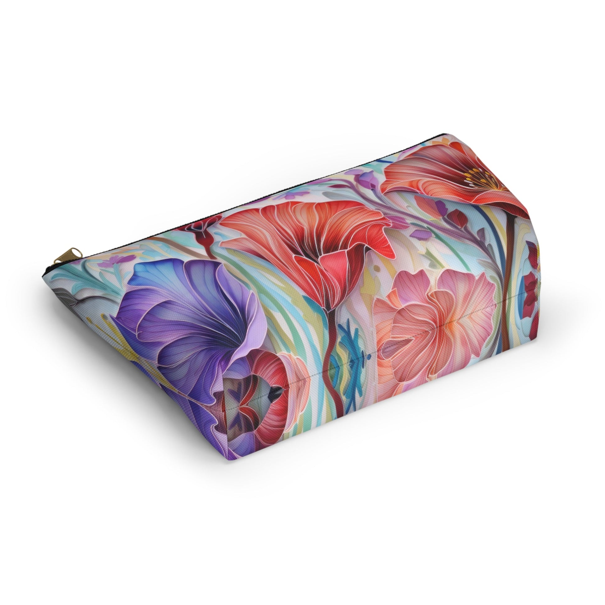 Lily Flowers Accessory Pouch, Floral Accessory Pouch, Makeup Bag, Cosmetic Case, Zippered Pouch, Gift for Her - Victory Thru Vision 