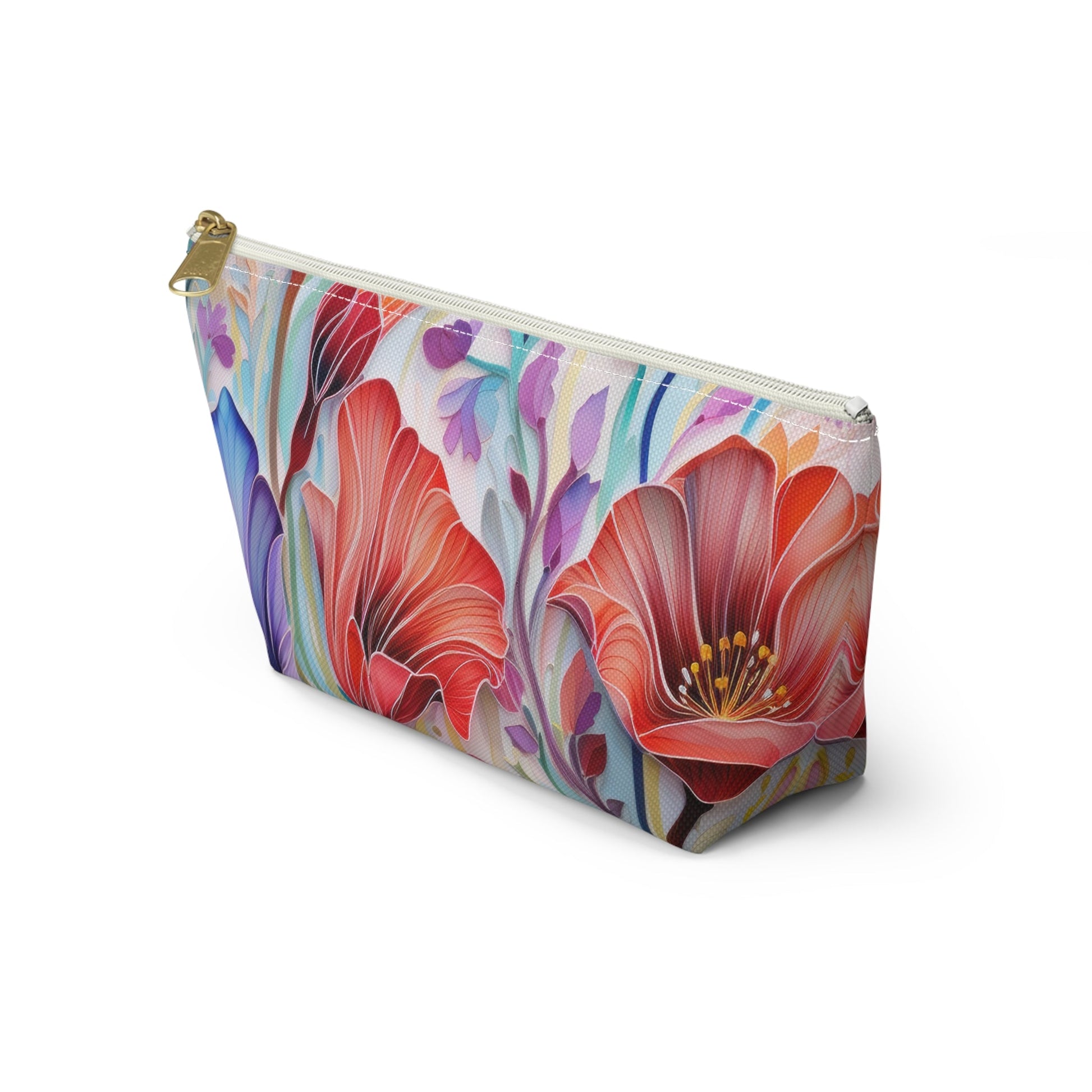 Lily Flowers Accessory Pouch, Floral Accessory Pouch, Makeup Bag, Cosmetic Case, Zippered Pouch, Gift for Her - Victory Thru Vision 