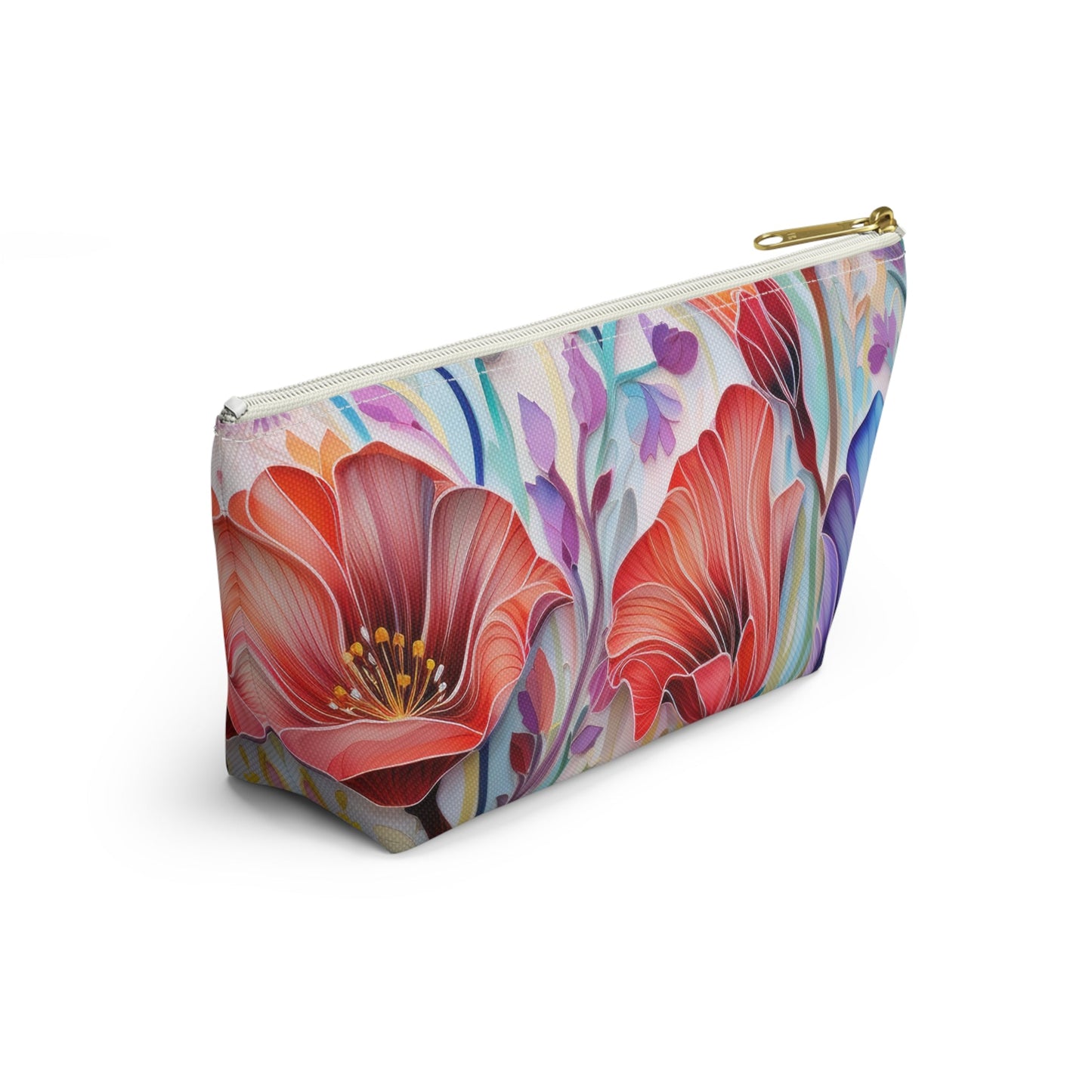 Lily Flowers Accessory Pouch, Floral Accessory Pouch, Makeup Bag, Cosmetic Case, Zippered Pouch, Gift for Her - Victory Thru Vision 