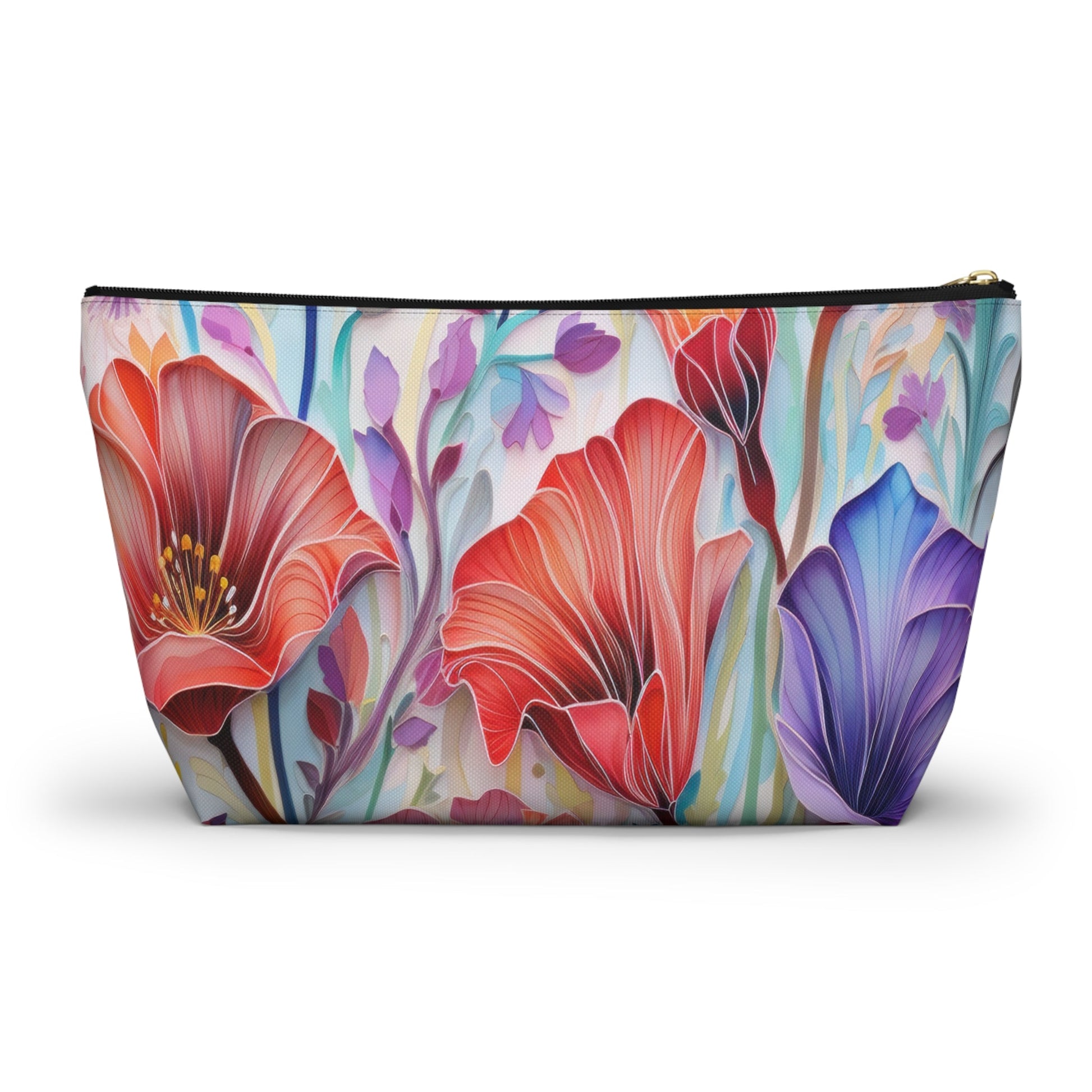 Lily Flowers Accessory Pouch, Floral Accessory Pouch, Makeup Bag, Cosmetic Case, Zippered Pouch, Gift for Her - Victory Thru Vision 
