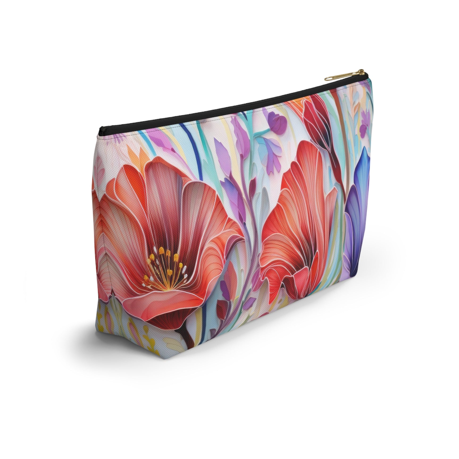 Lily Flowers Accessory Pouch, Floral Accessory Pouch, Makeup Bag, Cosmetic Case, Zippered Pouch, Gift for Her - Victory Thru Vision 