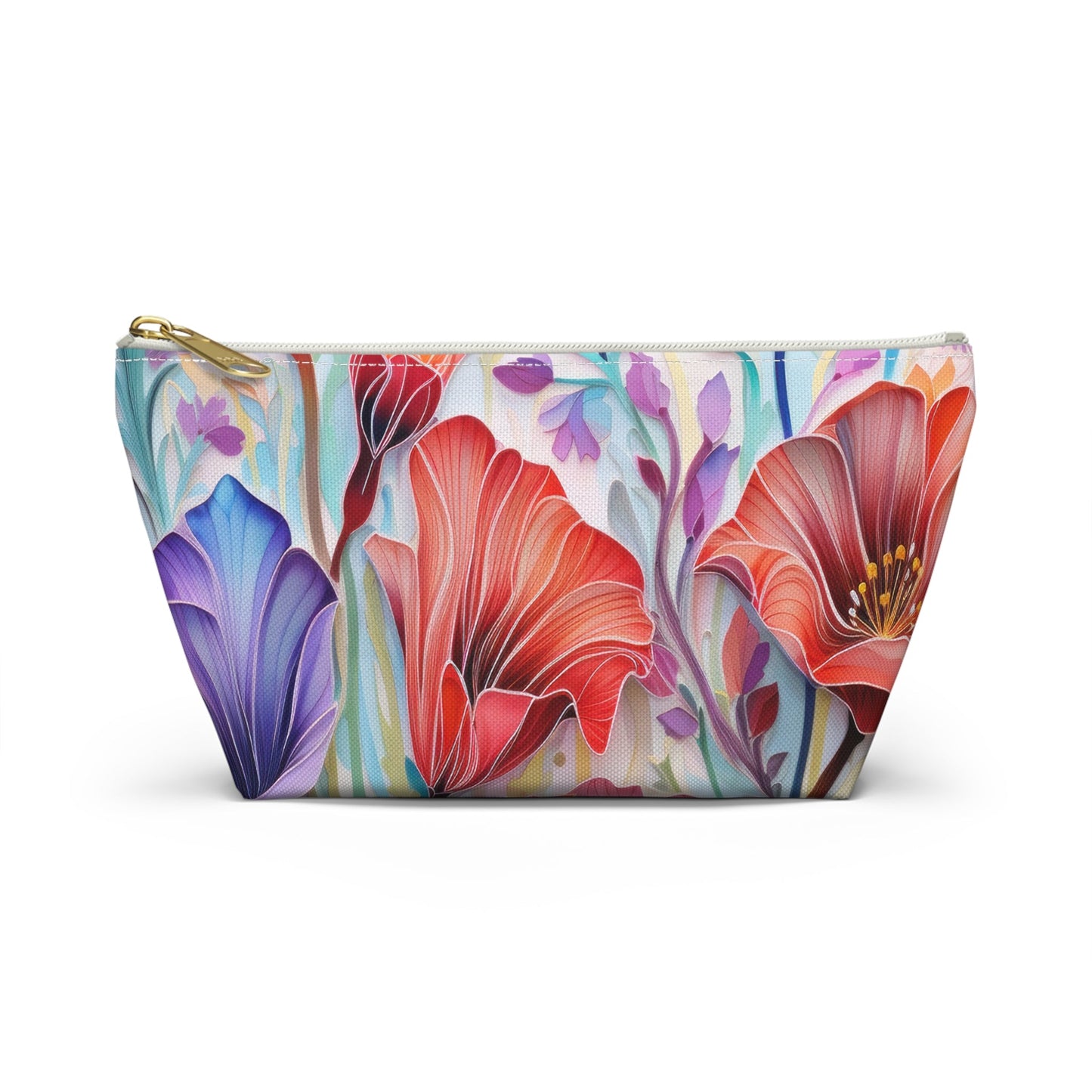 Lily Flowers Accessory Pouch, Floral Accessory Pouch, Makeup Bag, Cosmetic Case, Zippered Pouch, Gift for Her - Victory Thru Vision 