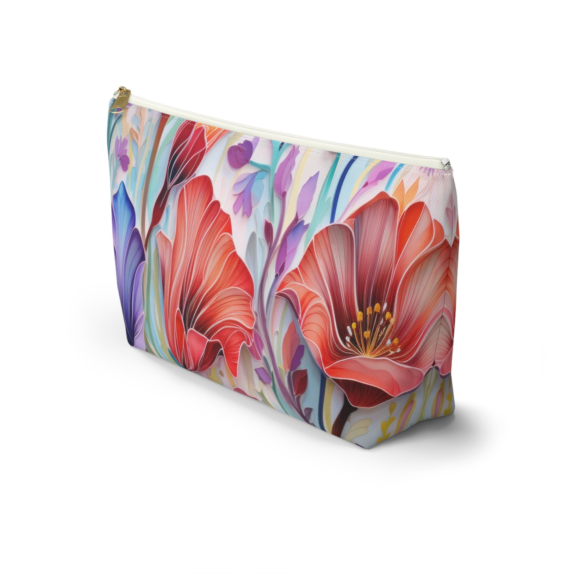 Lily Flowers Accessory Pouch, Floral Accessory Pouch, Makeup Bag, Cosmetic Case, Zippered Pouch, Gift for Her - Victory Thru Vision 