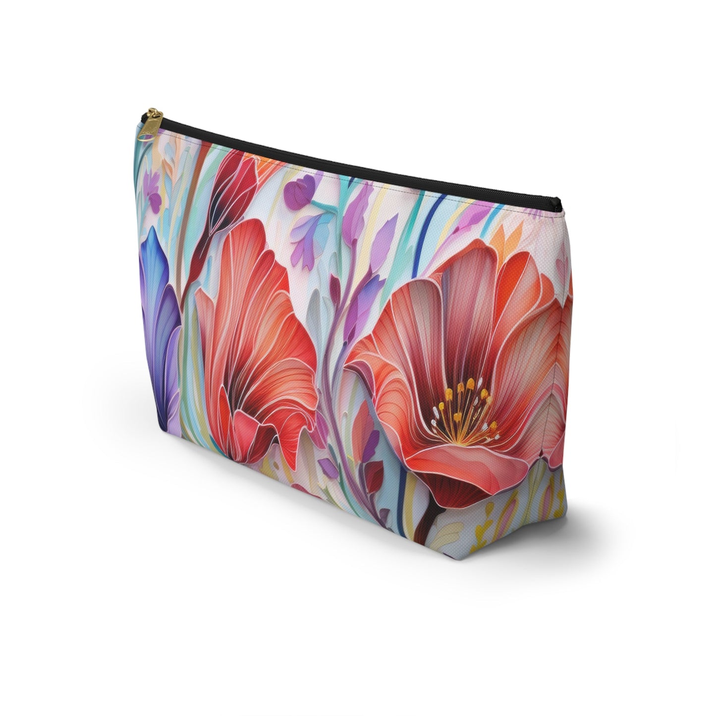 Lily Flowers Accessory Pouch, Floral Accessory Pouch, Makeup Bag, Cosmetic Case, Zippered Pouch, Gift for Her - Victory Thru Vision 