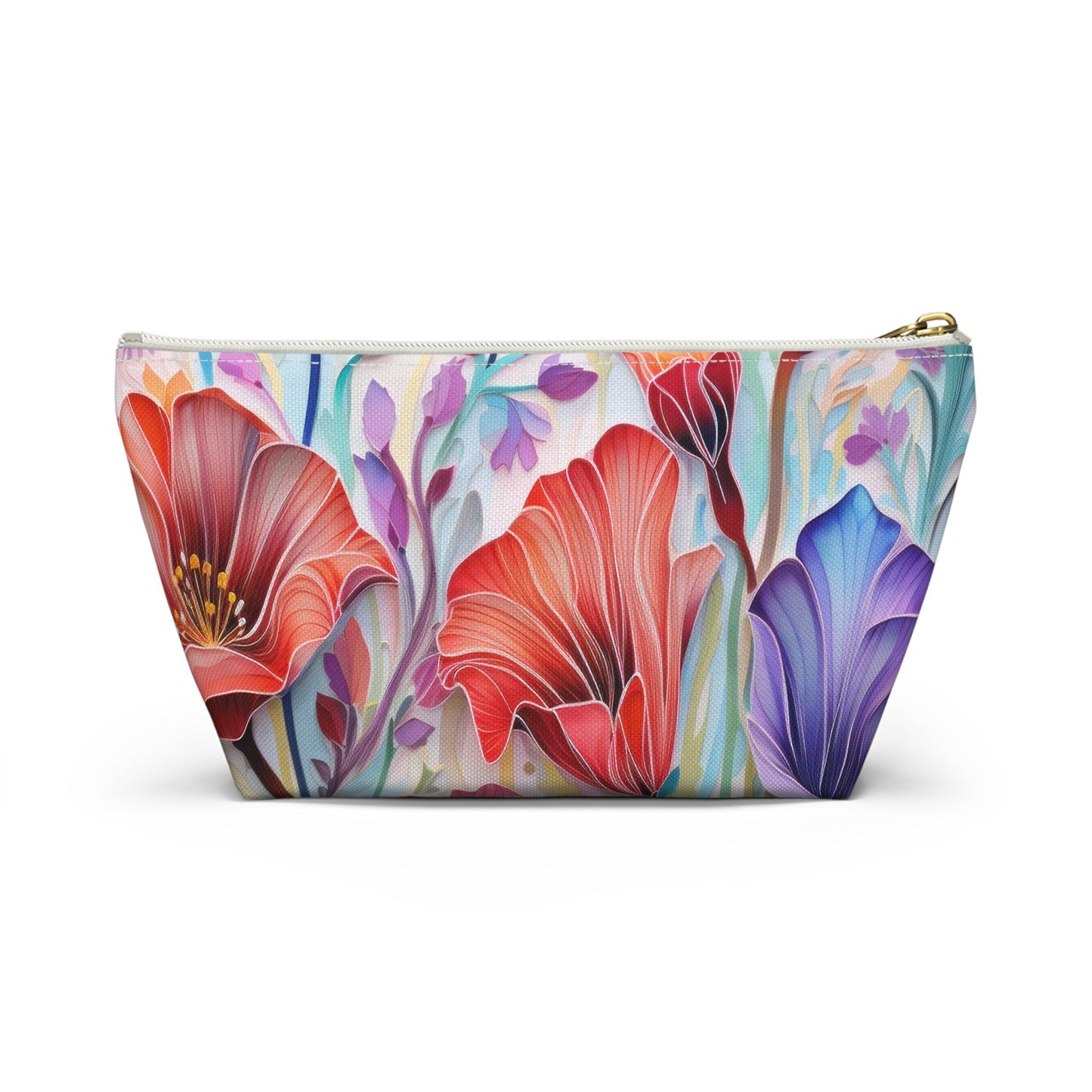 Lily Flowers Accessory Pouch, Floral Accessory Pouch, Makeup Bag, Cosmetic Case, Zippered Pouch, Gift for Her - Victory Thru Vision 