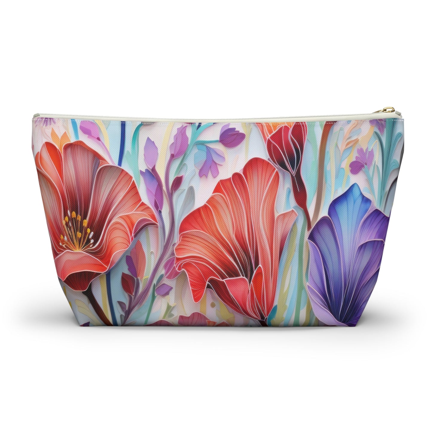 Lily Flowers Accessory Pouch, Floral Accessory Pouch, Makeup Bag, Cosmetic Case, Zippered Pouch, Gift for Her - Victory Thru Vision 
