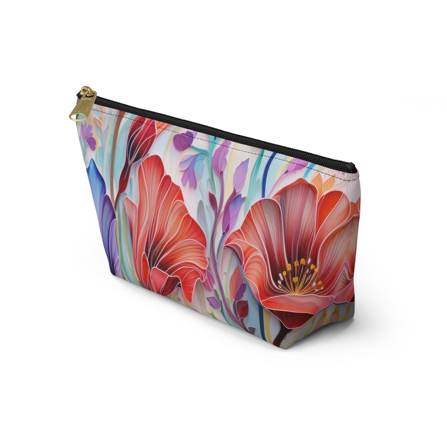 Lily Flowers Accessory Pouch, Floral Accessory Pouch, Makeup Bag, Cosmetic Case, Zippered Pouch, Gift for Her - Victory Thru Vision 