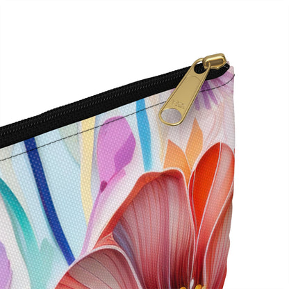 Lily Flowers Accessory Pouch, Floral Makeup Bag, Botanical Zipper Pouch, Garden Lover Toiletry Bag, Flower Print Travel - Victory Thru Vision 