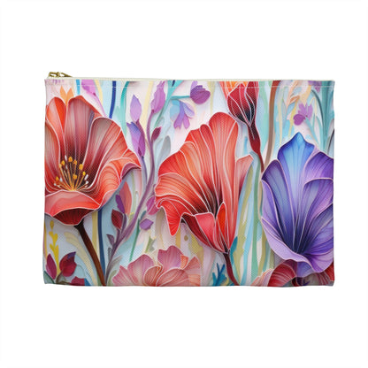 Lily Flowers Accessory Pouch, Floral Makeup Bag, Botanical Zipper Pouch, Garden Lover Toiletry Bag, Flower Print Travel - Victory Thru Vision 