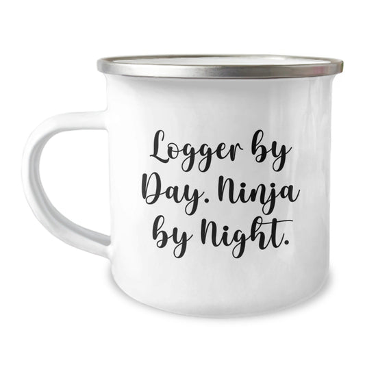 Logger Gifts for Men - Funny Camping Mug, Logger By Day. Ninja By Night. - Birthday Unique Gifts from Friends - Victory Thru Vision