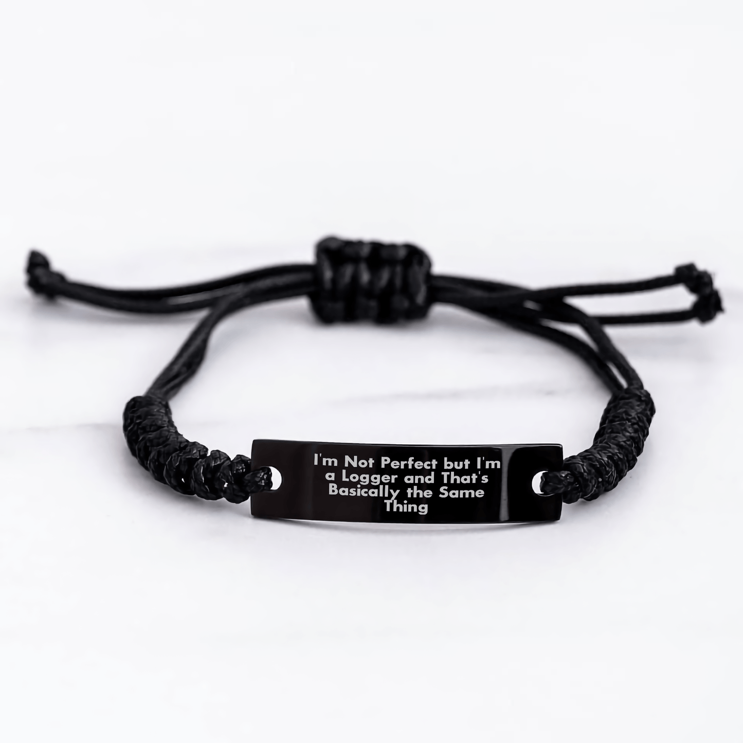 Logger's Proud Rope Bracelet Gifts for Mother's Day from Friends, Funny Quote, Adjustable Black Stainless Steel - Victory Thru Vision 