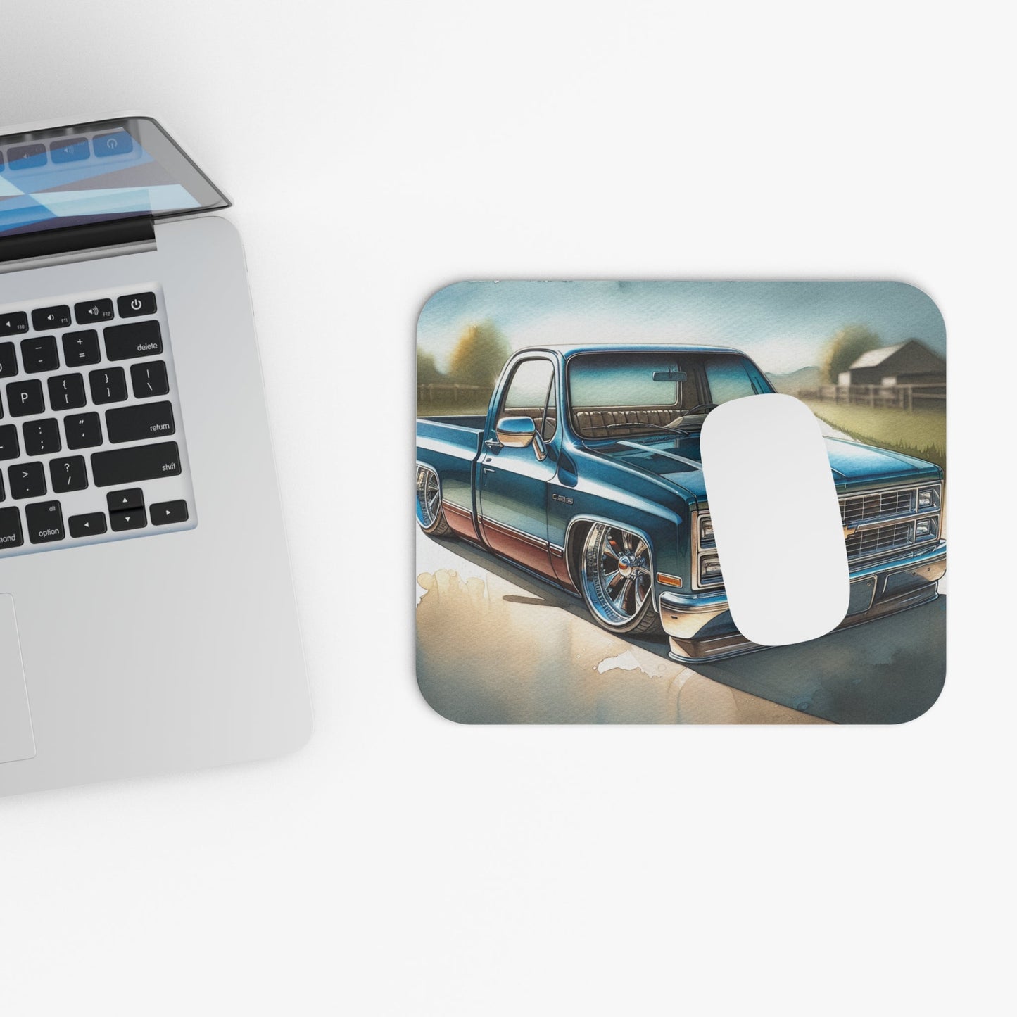 Lowered 1987 Chevy C10 Truck Mouse Pad, Retro Vehicle Desk Accessory, Car Lover Gift, Office Decor, Gamer Mouse Pad - Victory Thru Vision 