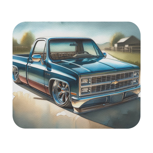 Lowered 1987 Chevy C10 Truck Mouse Pad, Retro Vehicle Desk Accessory, Car Lover Gift, Office Decor, Gamer Mouse Pad - Victory Thru Vision 