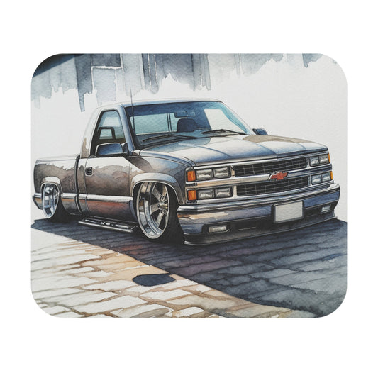 Lowered OBS Chevy Truck Mouse Pad, Classic Car Office Decor, Watercolor Design, Gift for Car Lovers, Gamer Mousepad - Victory Thru Vision 