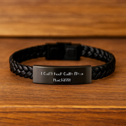 Machinist Gifts from Friends, I Can't Keep Calm I'm A Machinist Interlaced Leather Jewelry for Men, Graduation Unique Gifts, Stainless Steel and PU Leather Combination - Victory Thru Vision