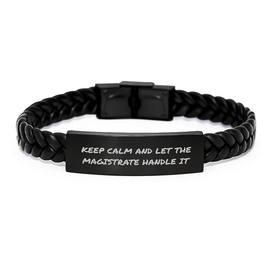 Magistrate Inspired Interlaced Leather Bracelet, Funny Quote Gifts from Family to Magistrate, Unique Graduation Gifts for Men or Women - Victory Thru Vision