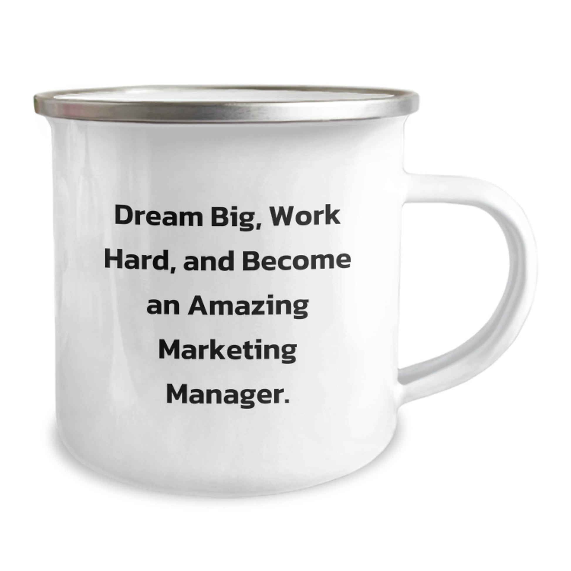 Marketing Manager Gifts, Funny Quote, 12 oz Camping Mug, Gifts from Friends, Graduation Unique Gifts for Marketing Manager - Victory Thru Vision