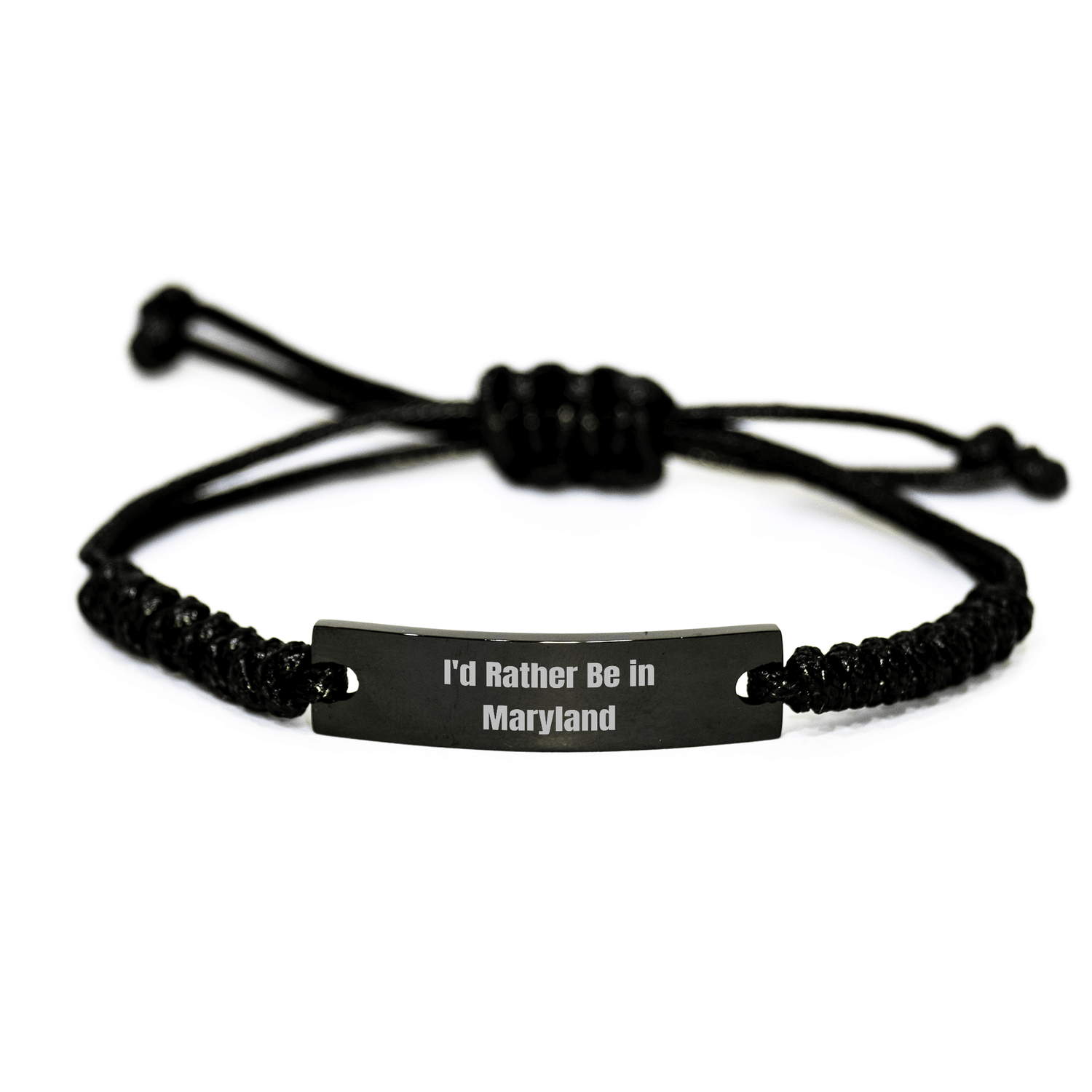 Maryland Gifts, 'I'd Rather Be In Maryland' Rope Bracelet for Graduation, Adjustable Black Stainless Steel with Interlaced Rope, Gifts from Family to Friends, Unique Gift Ideas for Men and Women - Victory Thru Vision