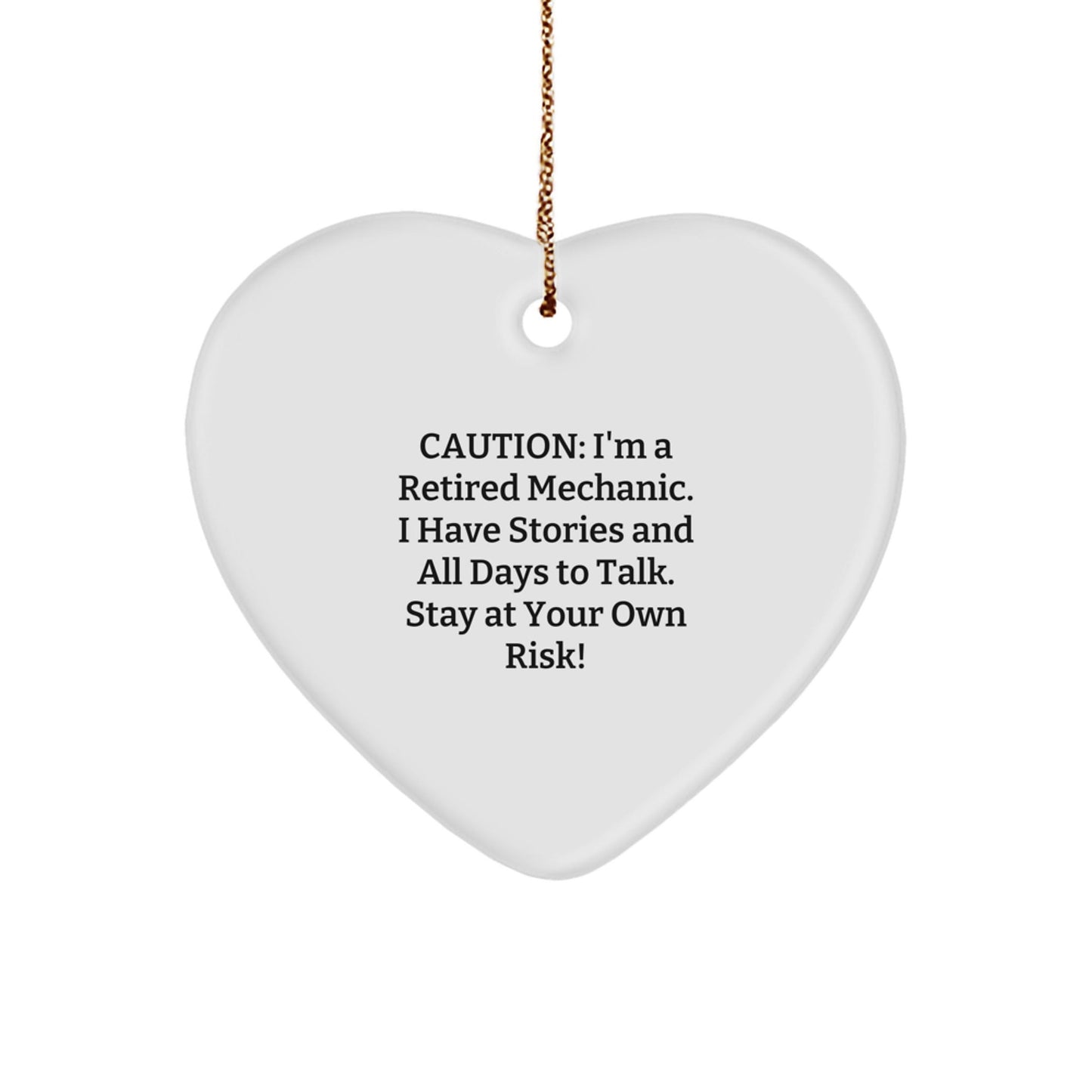 Mechanic Gifts from Men to Friends: Heart Ornament with Funny Quote, Christmas Unique Gifts for Retired Mechanics - Victory Thru Vision