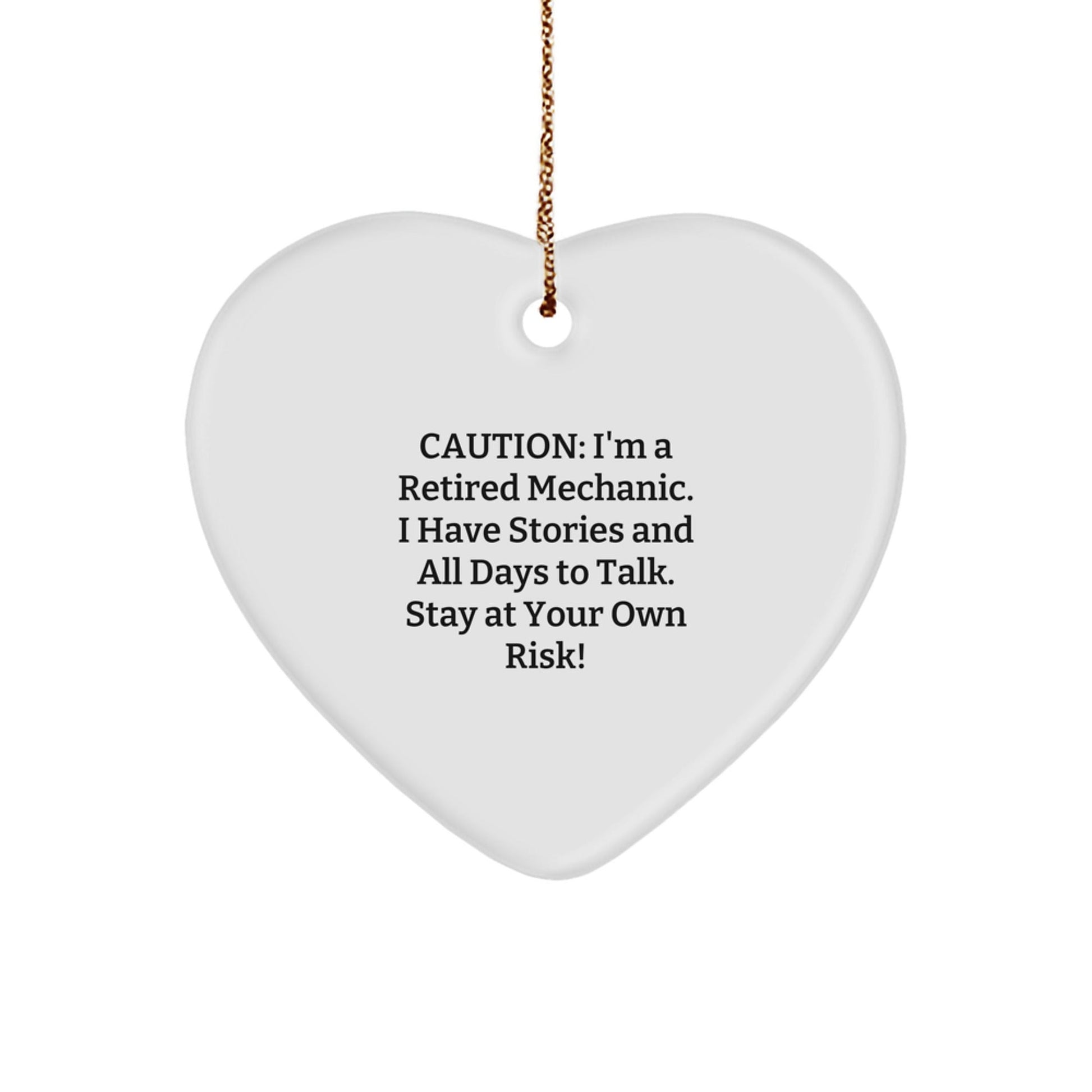 Mechanic Gifts from Men to Friends: Heart Ornament with Funny Quote, Christmas Unique Gifts for Retired Mechanics - Victory Thru Vision