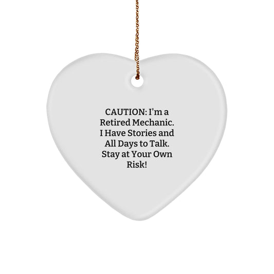 Mechanic Gifts from Men to Friends: Heart Ornament with Funny Quote, Christmas Unique Gifts for Retired Mechanics - Victory Thru Vision