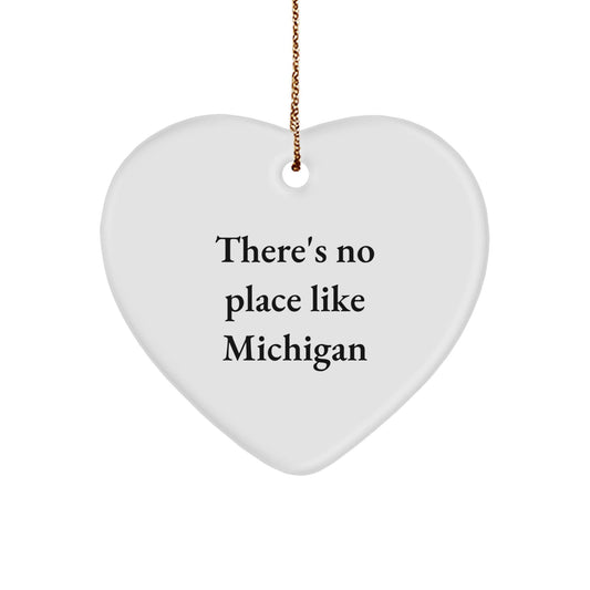 Michigan Heart Ornament Gifts from Friends and Family - 'There's No Place Like Michigan' Quote, Unique Christmas Ornament for Home Decor - Victory Thru Vision