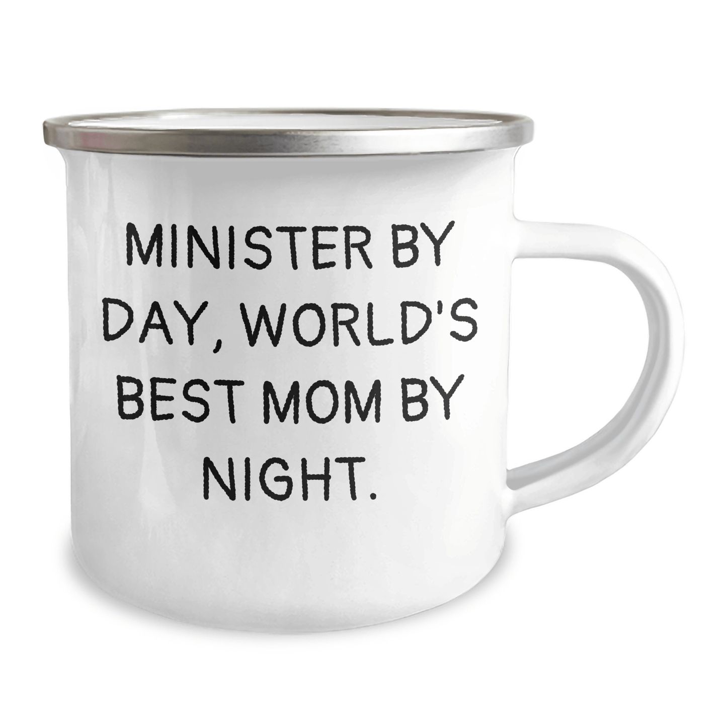 Minister Gifts for Men, Funny Camping Mug with Quote 'Minister By Day, World's Best Mom By Night.', Gifts from Family for Father's Day - Victory Thru Vision 