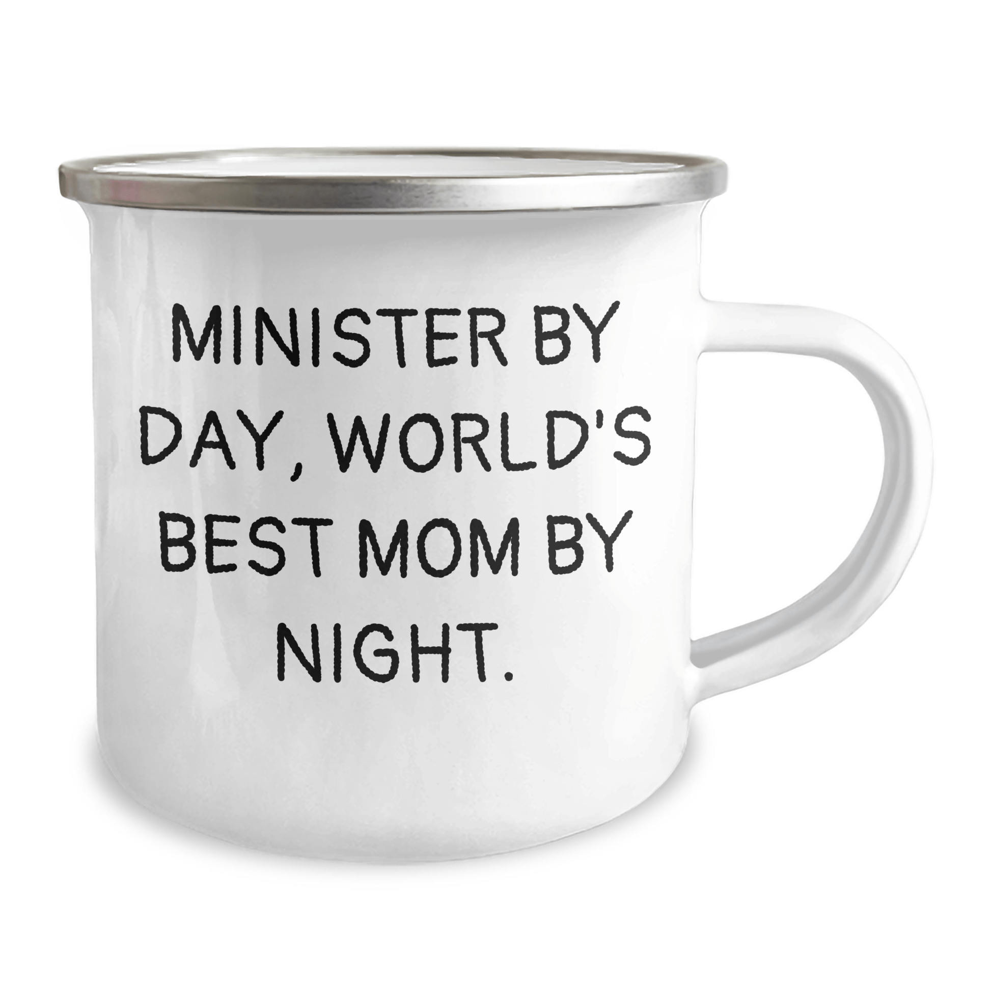 Minister Gifts for Men, Funny Camping Mug with Quote 'Minister By Day, World's Best Mom By Night.', Gifts from Family for Father's Day - Victory Thru Vision 
