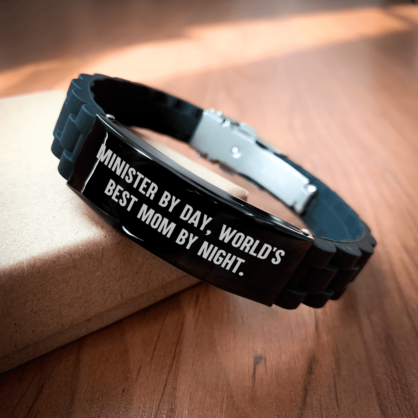 Minister Gifts, Funny Quote, Glide lock Clasp Bracelet, Adjustable, Premium Bag, Father's Day Unique Gifts from Friends to Minister - Victory Thru Vision 