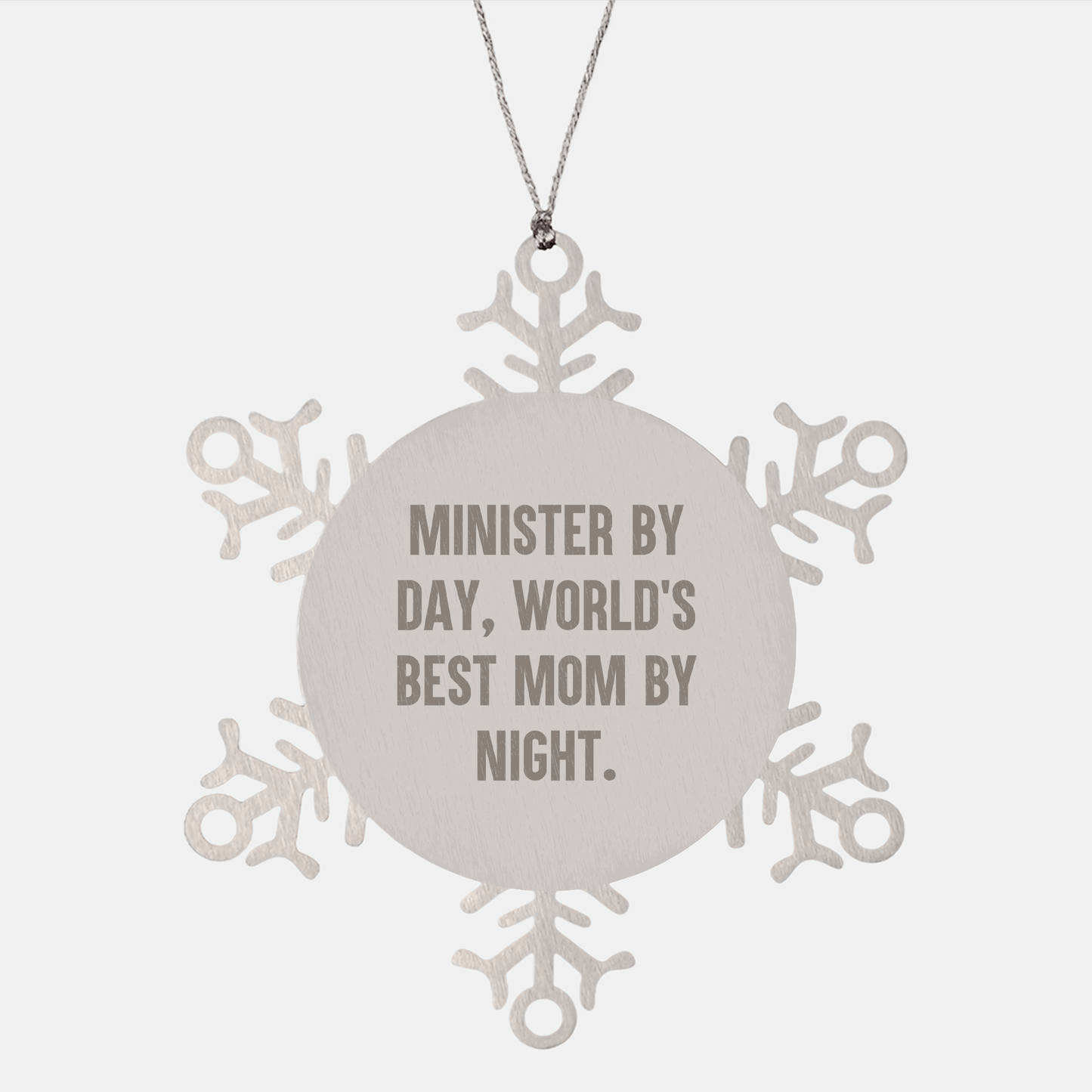 Minister Gifts, Funny Snowflake Ornament, Christmas Unique Gifts from Friends for Minister By Day, World's Best Mom By Night. - Victory Thru Vision 
