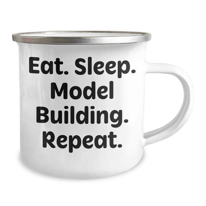Model Building Enthusiasts Gifts from Family and Friends - Eat. Sleep. Model Building. Repeat. Funny Graduation Camping Mug - Victory Thru Vision 