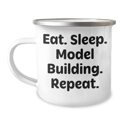 Model Building Enthusiasts Gifts from Family and Friends - Eat. Sleep. Model Building. Repeat. Funny Graduation Camping Mug - Victory Thru Vision 