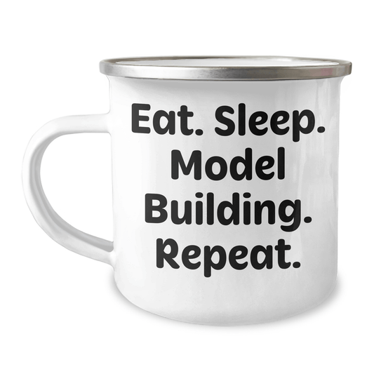 Model Building Enthusiasts Gifts from Family and Friends - Eat. Sleep. Model Building. Repeat. Funny Graduation Camping Mug - Victory Thru Vision 