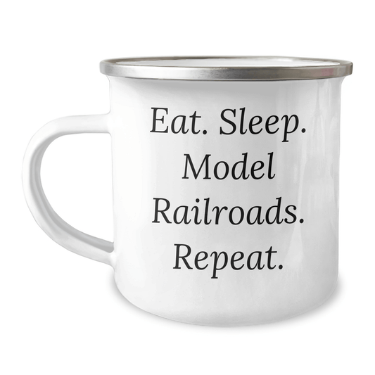 Model Railroads Enthusiast Gifts, Funny Camping Mug for Dad, Eat. Sleep. Model Railroads. Repeat. - Gifts from Men, for Model Railroads Lovers on Father's Day - Victory Thru Vision 