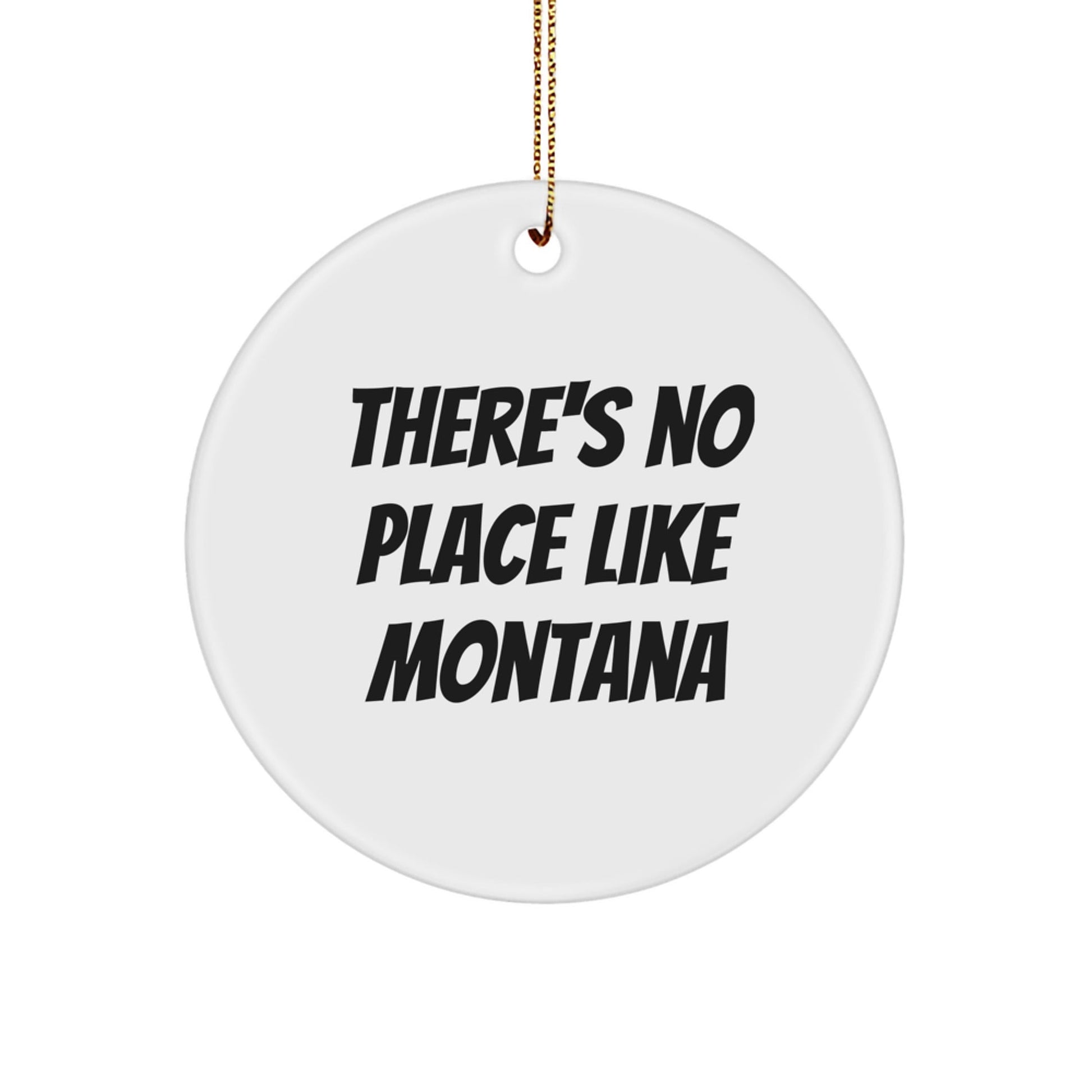 Montana Gifts for Friends and Family - 'There's No Place Like Montana' Circle Ornament, Christmas Unique Gifts from Montana Lovers - Victory Thru Vision