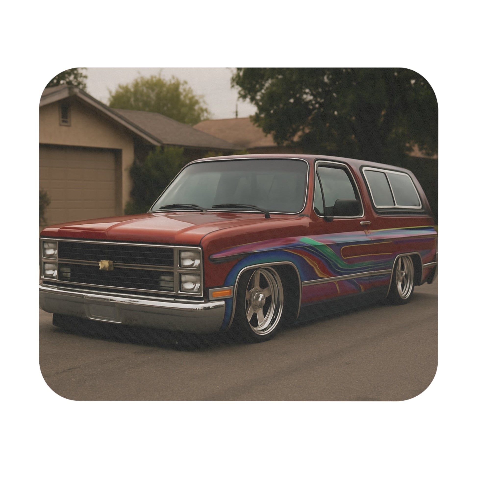 Mouse Pad - Bagged 1986 Chevy Blazer With Custom Paint Rectangle Design - Victory Thru Vision