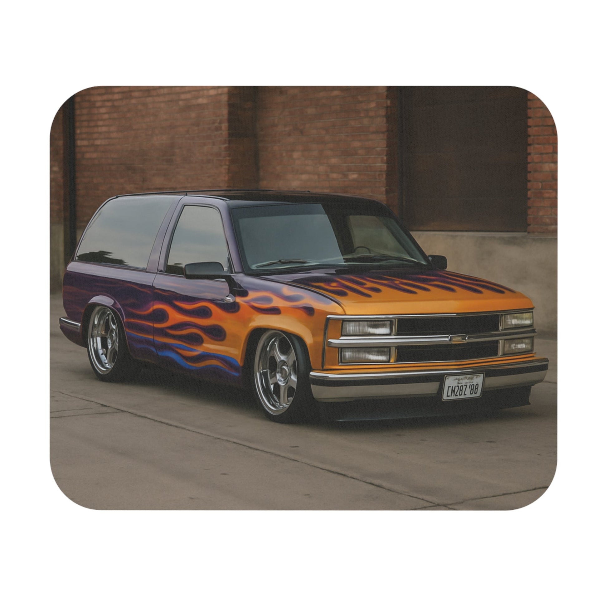 Mouse Pad - Lowered 1994 Chevy Tahoe With Flames - Victory Thru Vision
