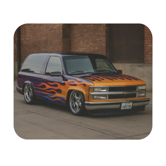 Mouse Pad - Lowered 1994 Chevy Tahoe With Flames - Victory Thru Vision