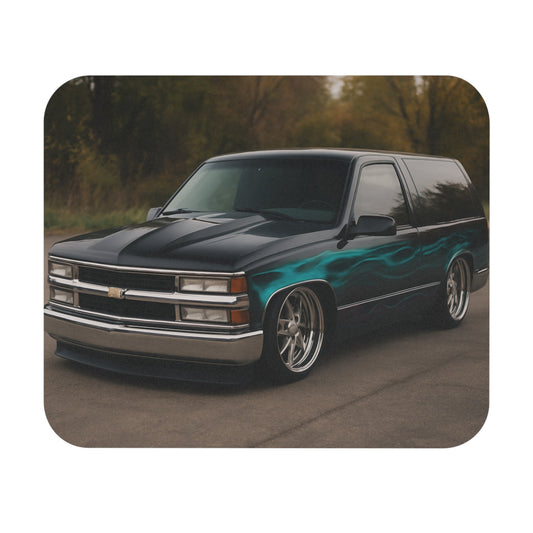 Mouse Pad - Lowered 1994 Chevy Tahoe With Flames Rectangle - Victory Thru Vision