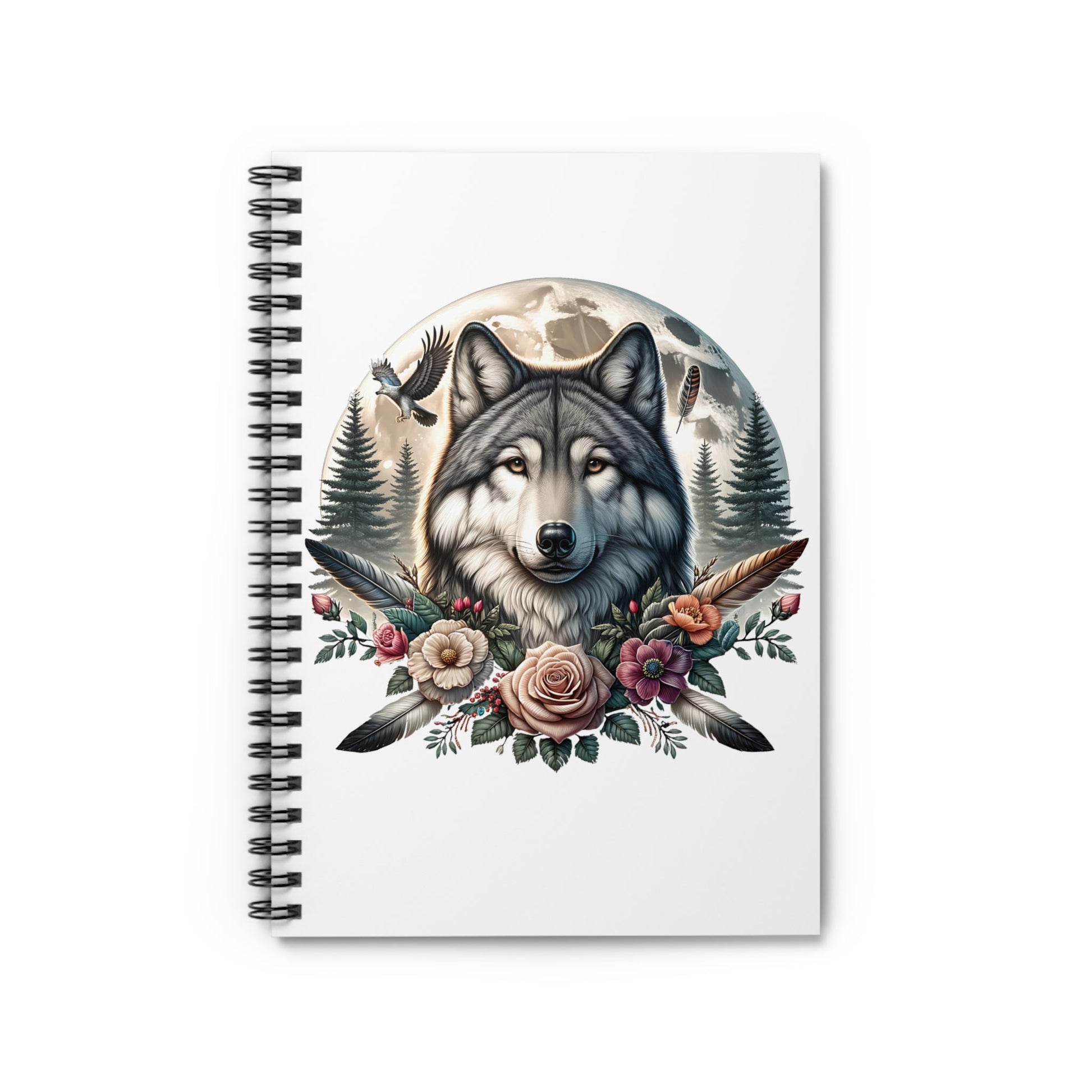 Native American Wolf Notebook, Wolves Lover, Journal, Sketchbook, Gift for Nature Enthusiast, Wildlife Stationery - Victory Thru Vision