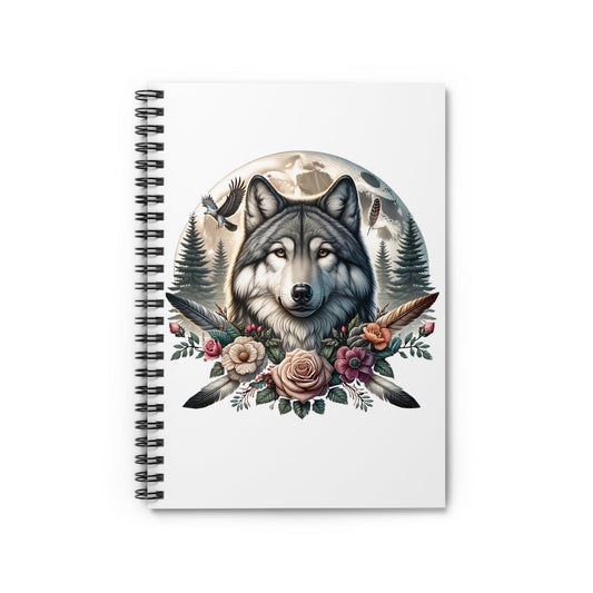 Native American Wolf Notebook, Wolves Lover, Journal, Sketchbook, Gift for Nature Enthusiast, Wildlife Stationery - Victory Thru Vision