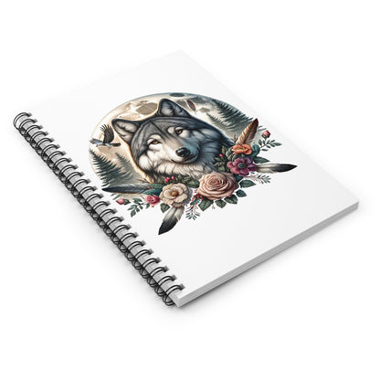 Native American Wolf Notebook, Wolves Lover, Journal, Sketchbook, Gift for Nature Enthusiast, Wildlife Stationery - Victory Thru Vision