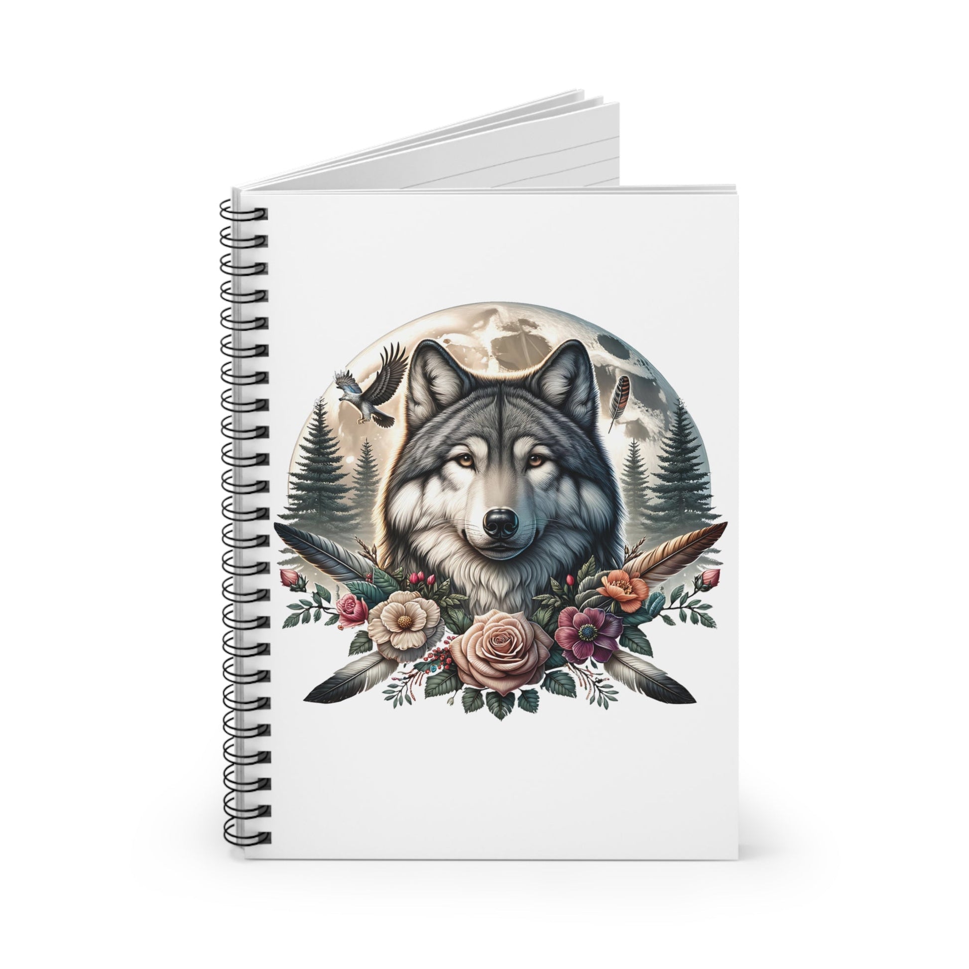 Native American Wolf Notebook, Wolves Lover, Journal, Sketchbook, Gift for Nature Enthusiast, Wildlife Stationery - Victory Thru Vision
