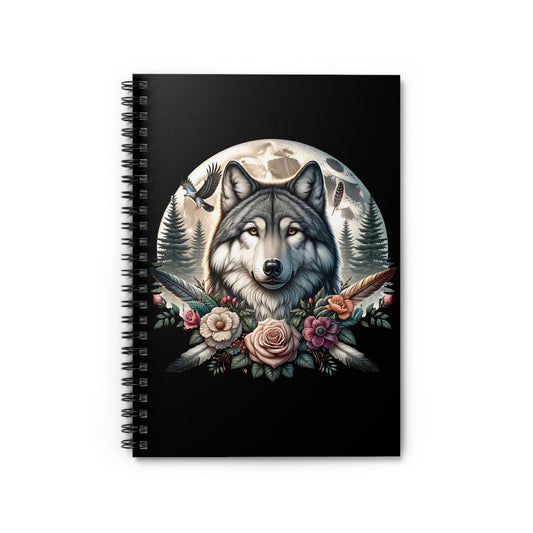 Native American Wolf Spiral Notebook, Wolves Lover. Ruled Line Journal, Gift for Writers, Animal Art Stationery, Wildlife - Victory Thru Vision