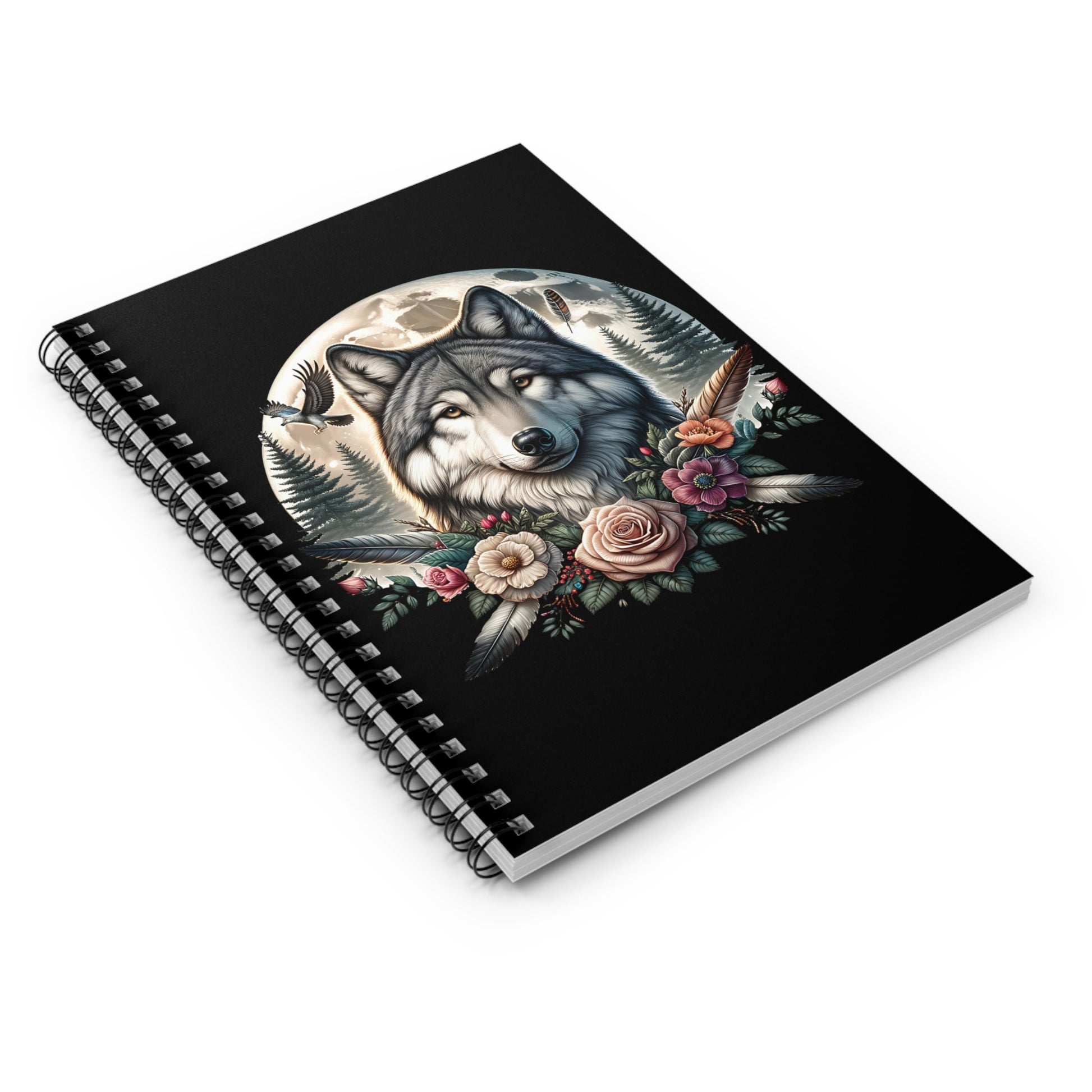 Native American Wolf Spiral Notebook, Wolves Lover. Ruled Line Journal, Gift for Writers, Animal Art Stationery, Wildlife - Victory Thru Vision