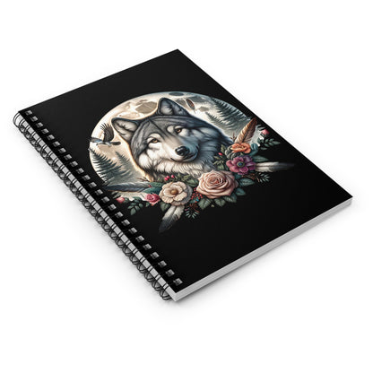 Native American Wolf Spiral Notebook, Wolves Lover. Ruled Line Journal, Gift for Writers, Animal Art Stationery, Wildlife - Victory Thru Vision