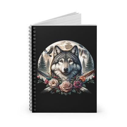 Native American Wolf Spiral Notebook, Wolves Lover. Ruled Line Journal, Gift for Writers, Animal Art Stationery, Wildlife - Victory Thru Vision