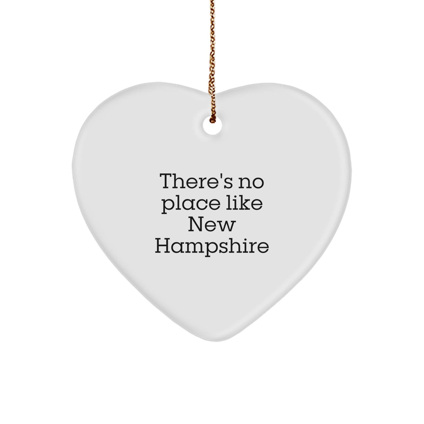 New Hampshire Heart Ornament, 'There's No Place Like New Hampshire' Quote for Christmas Unique Gifts from Friends and Family - Victory Thru Vision