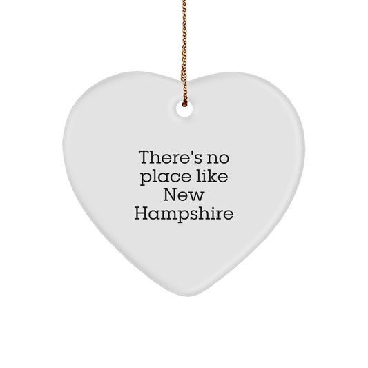 New Hampshire Heart Ornament, 'There's No Place Like New Hampshire' Quote for Christmas Unique Gifts from Friends and Family - Victory Thru Vision