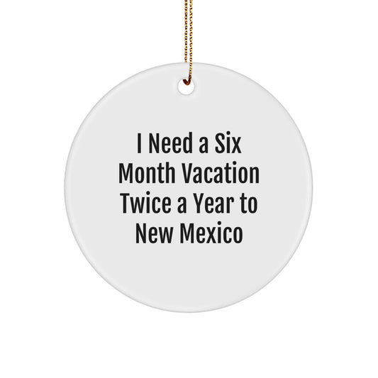 New Mexico Humor Gifts from Friends, Funny Circle Ornament for Home Decor, I Need a Six Month Vacation, Inspirational Quote, Christmas Unique Gifts for Family and Friends - Victory Thru Vision